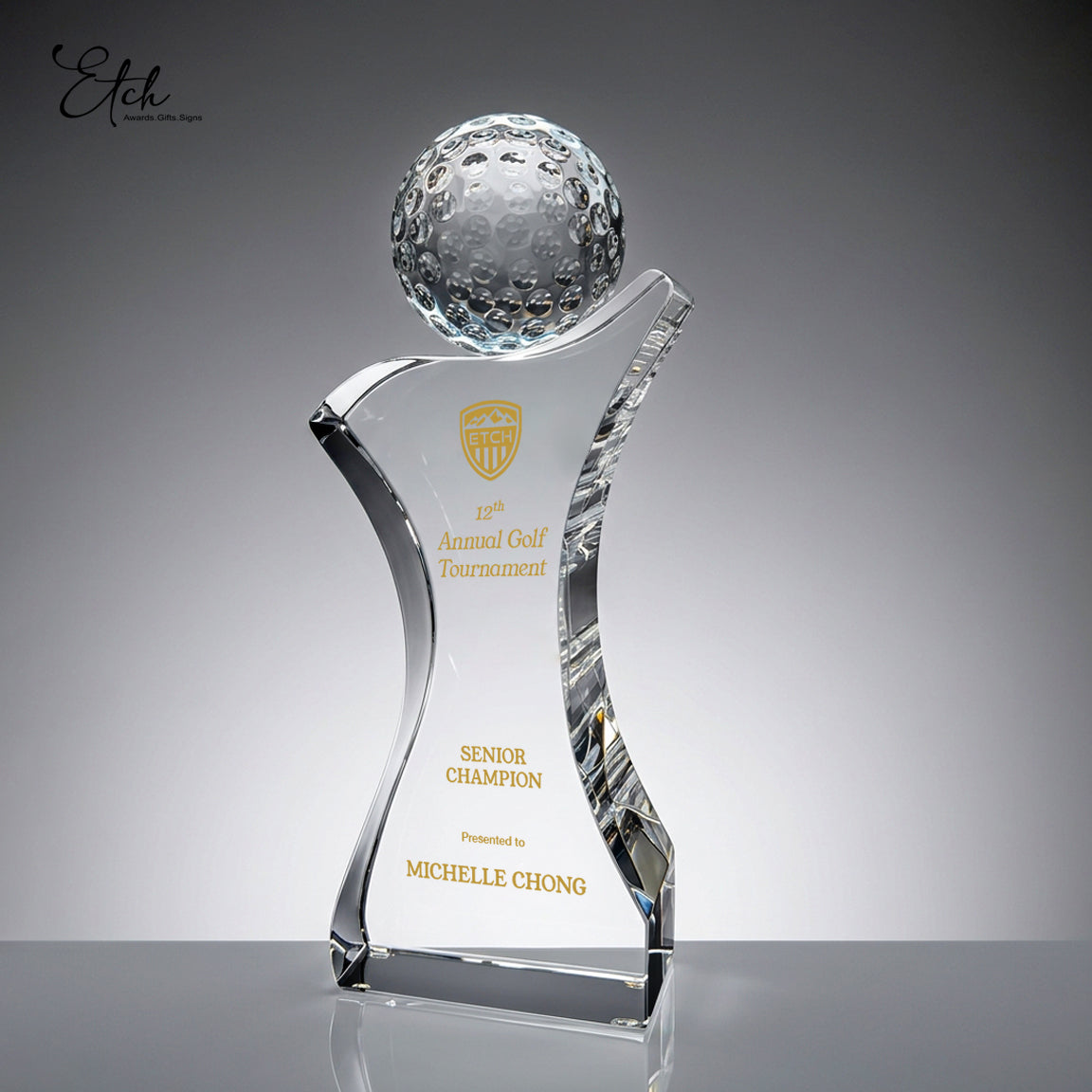Crystal Golf Ball Prestige Trophy