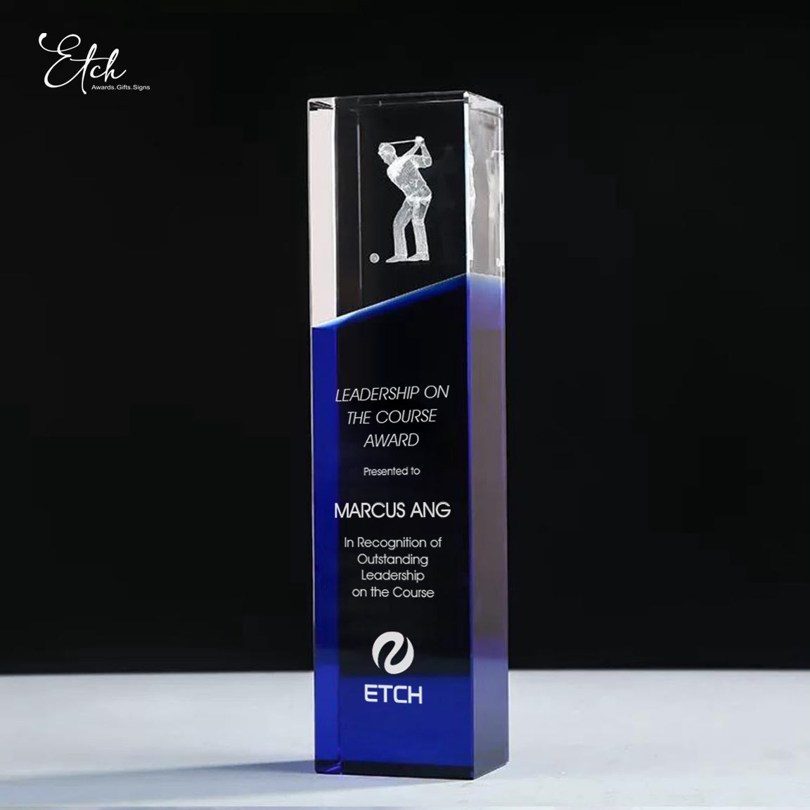 Royal Blue Distinction Golf Trophy