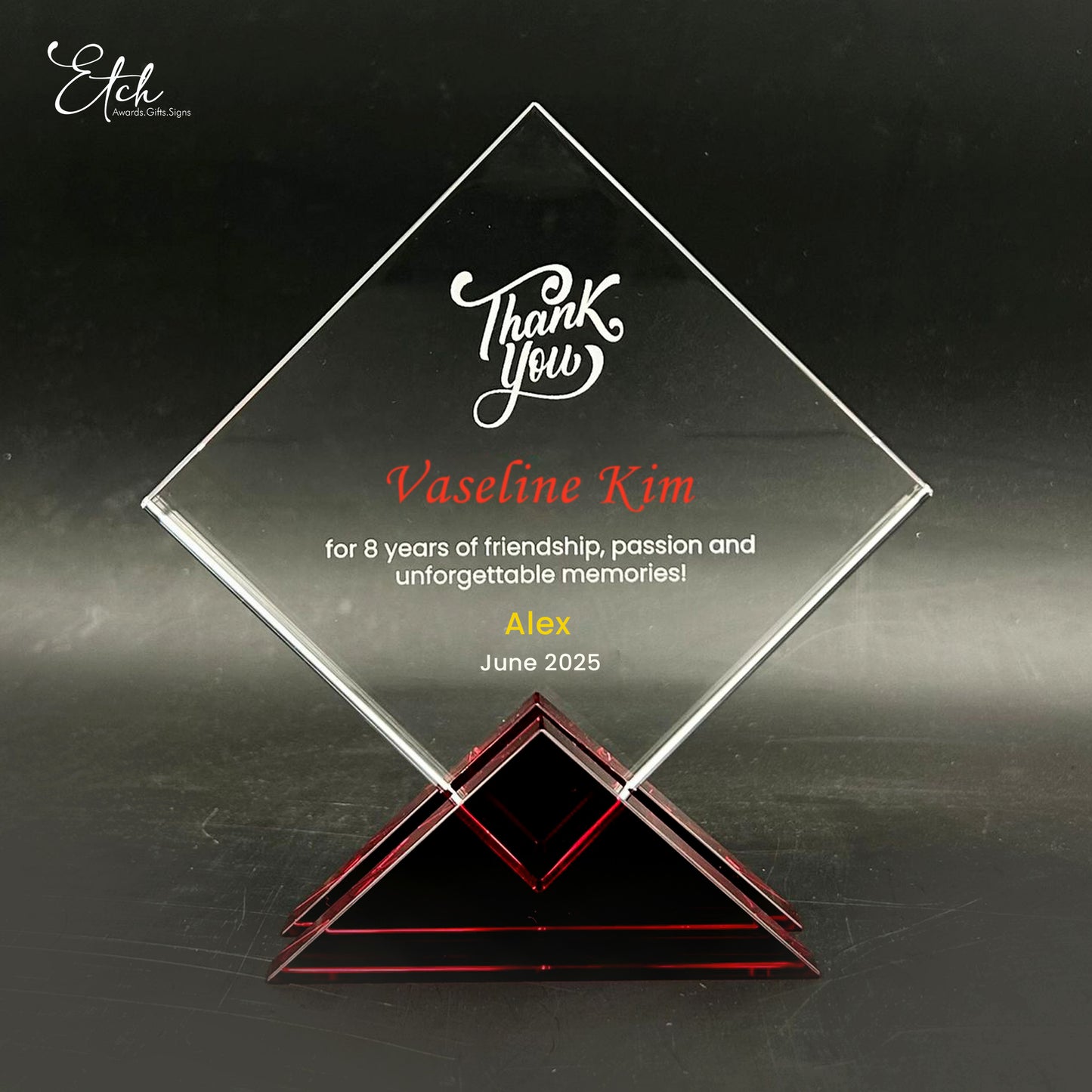5" Diamond Crystal Trophy Award with Blue Base