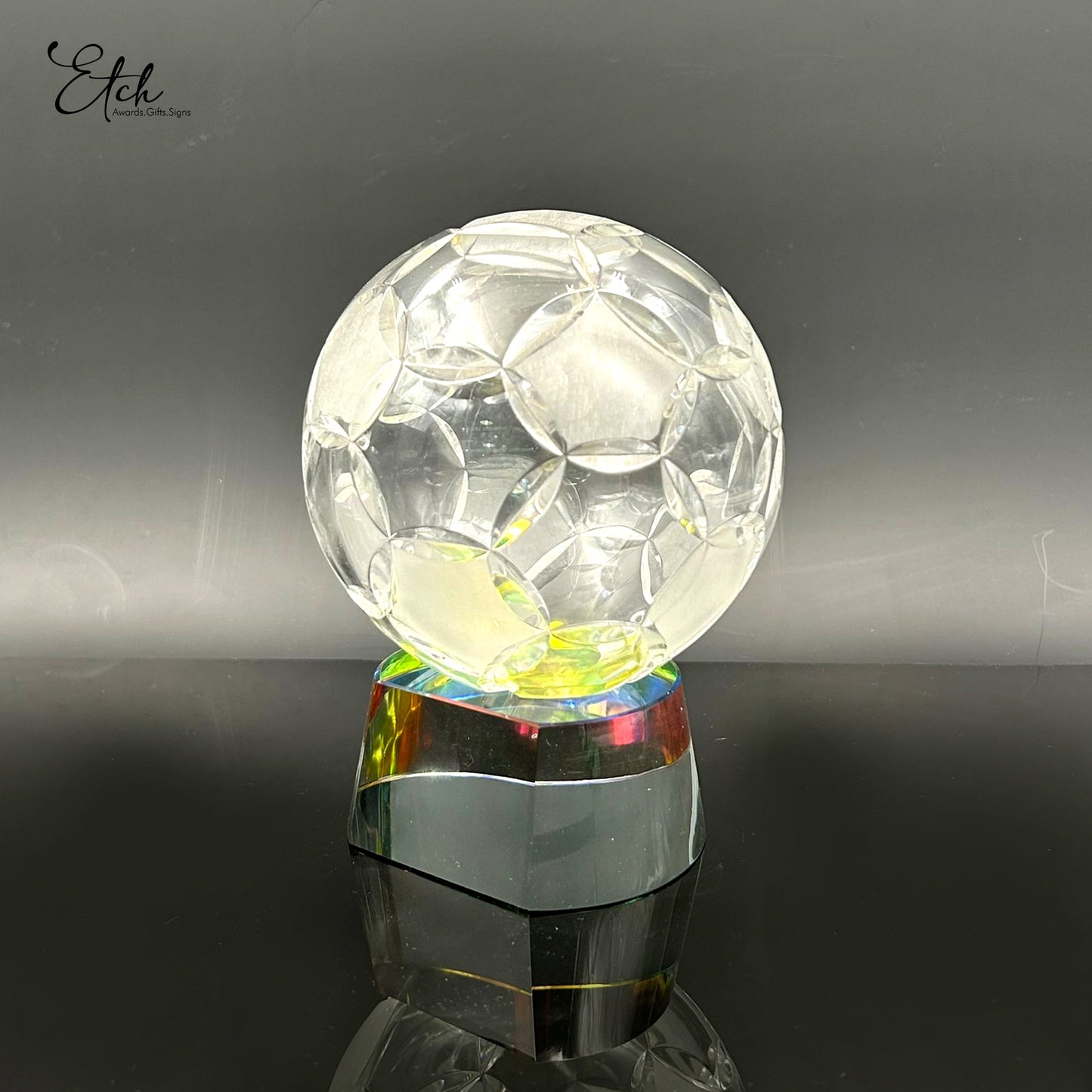 Clear Soccer Ball on Radiant Base Trophy Award
