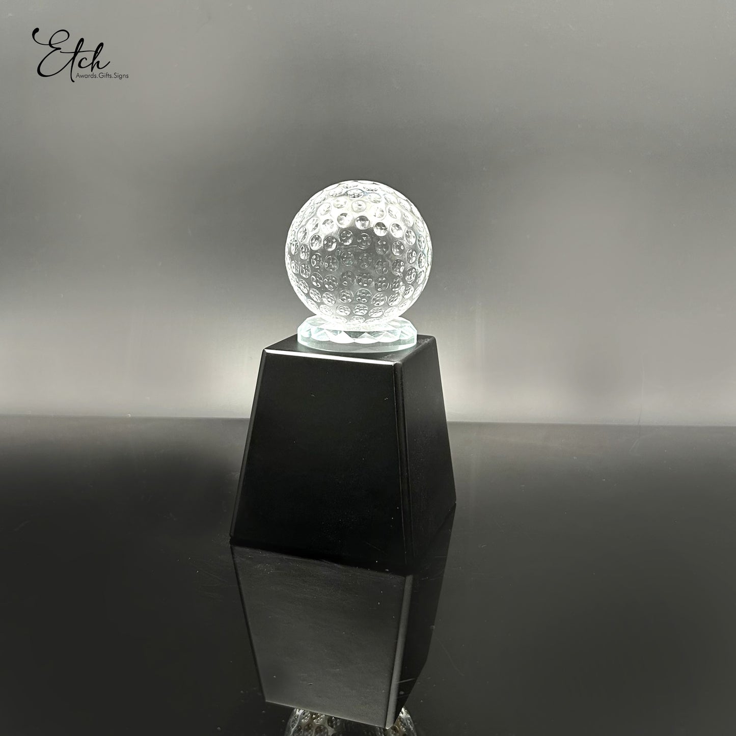 Clear Golf Ball with Black Base Trophy Award