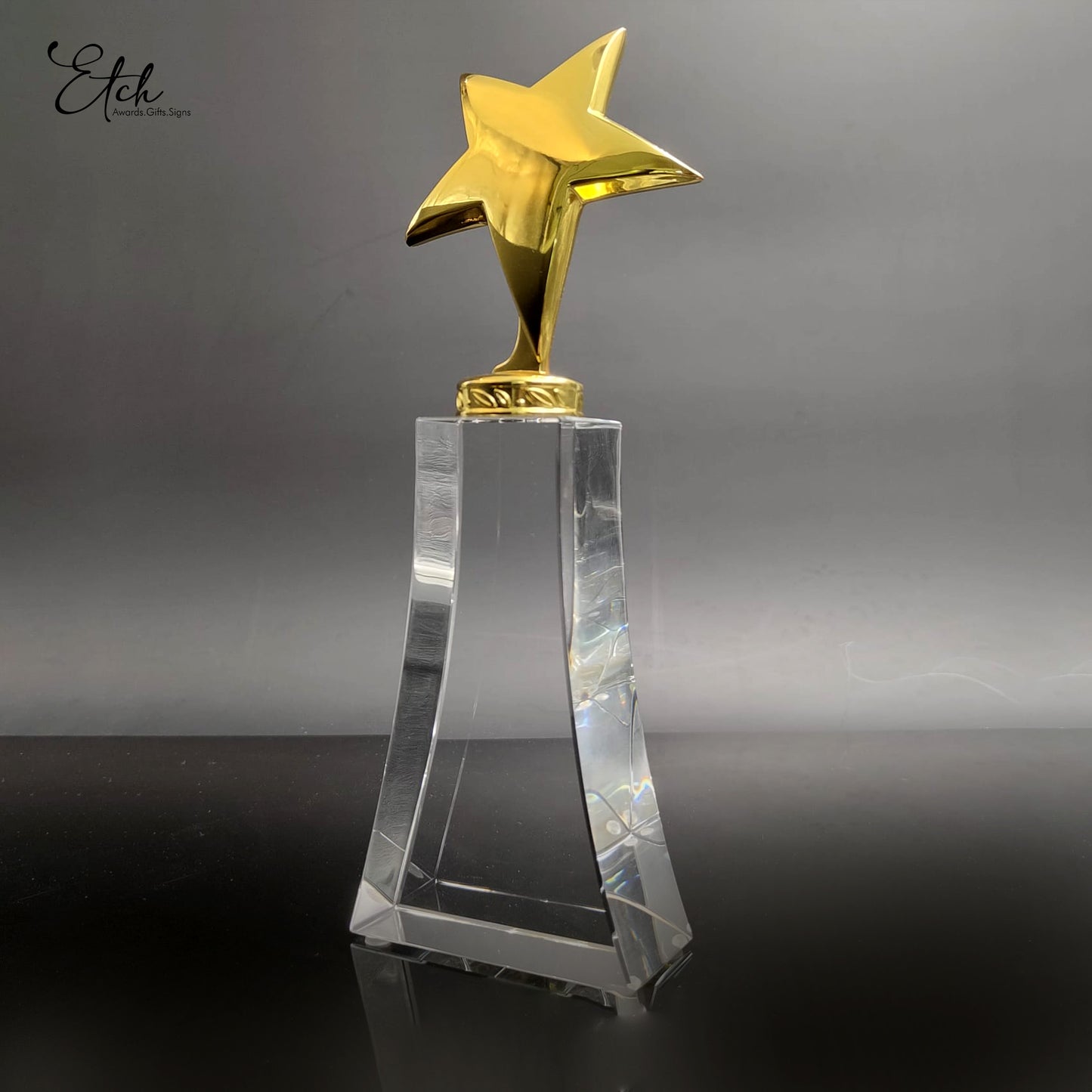 Curved Star with Cinched Crystal Base Trophy Award