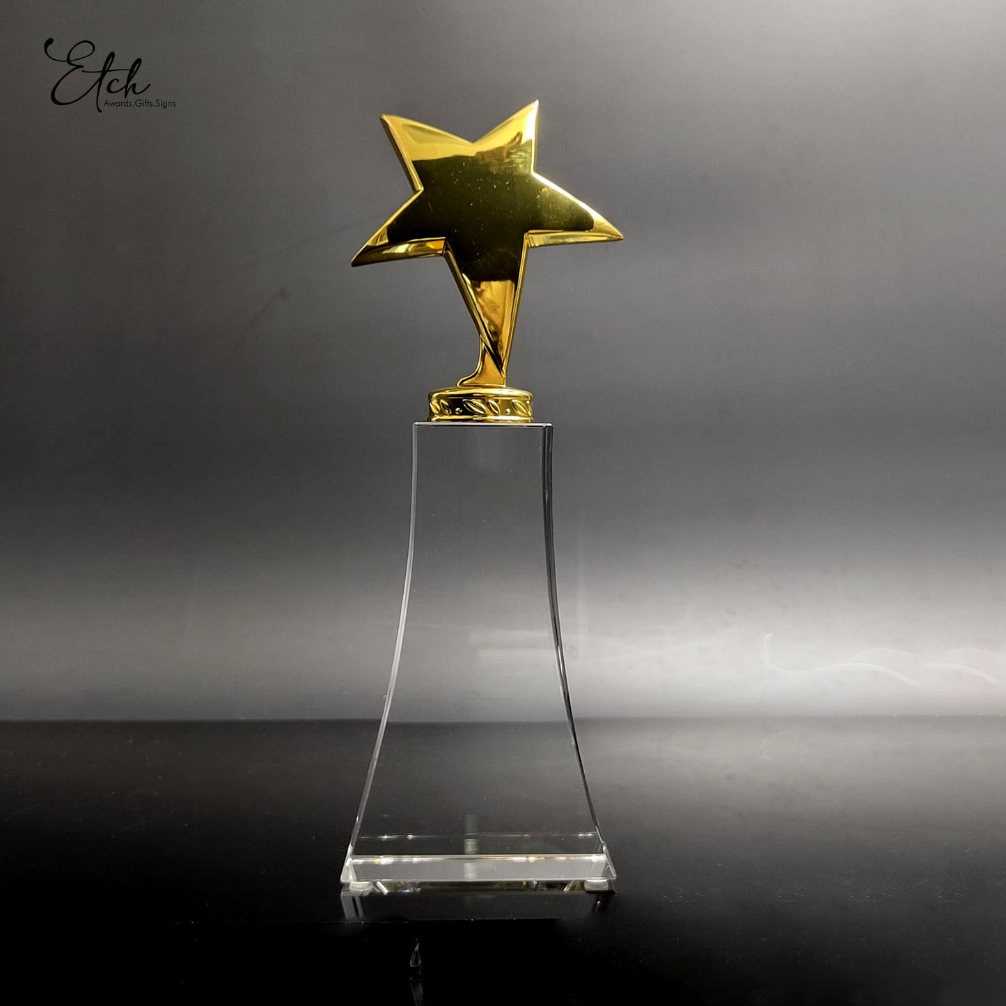 Curved Star with Cinched Crystal Base Trophy Award
