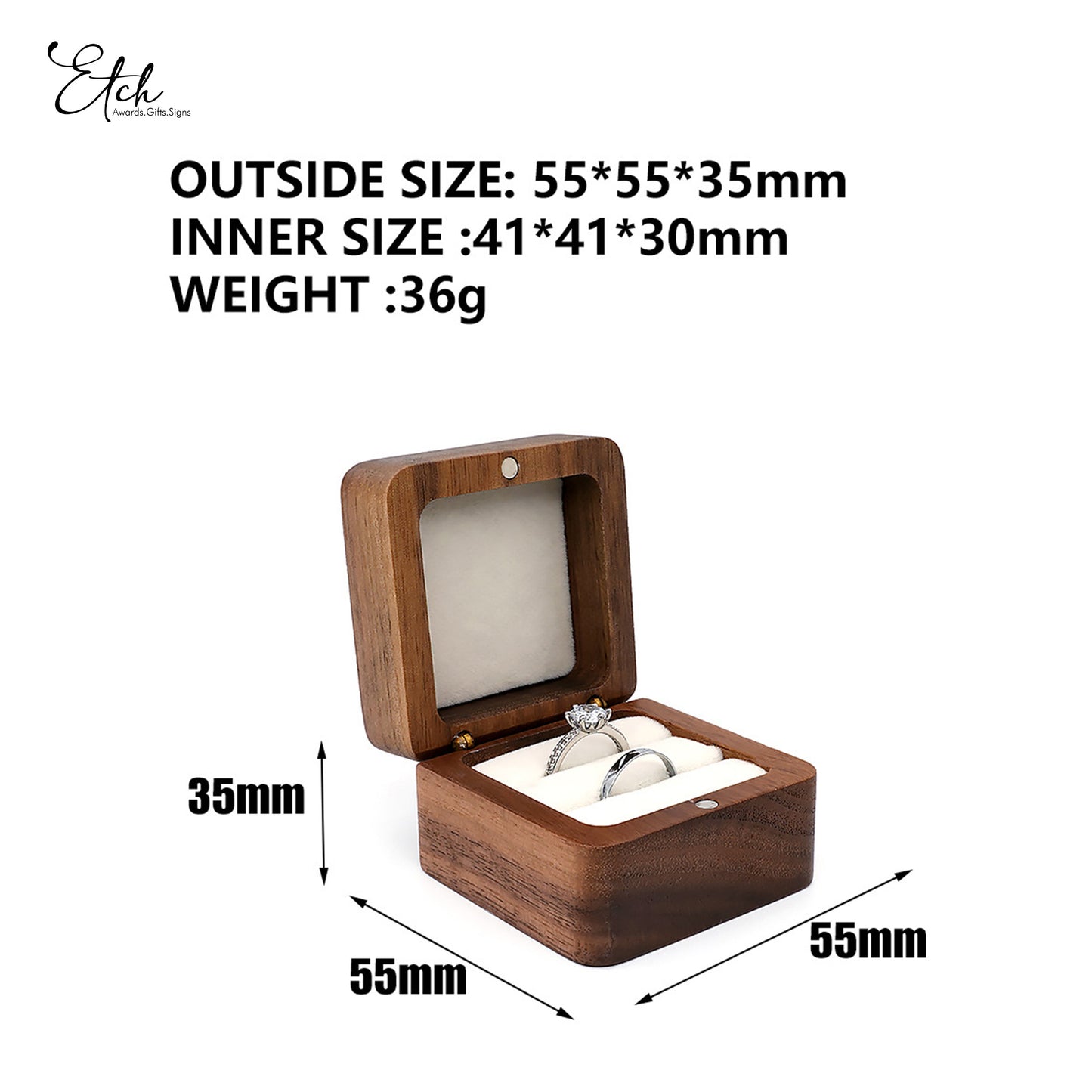 Custom Wedding Ring Box (Walnut)