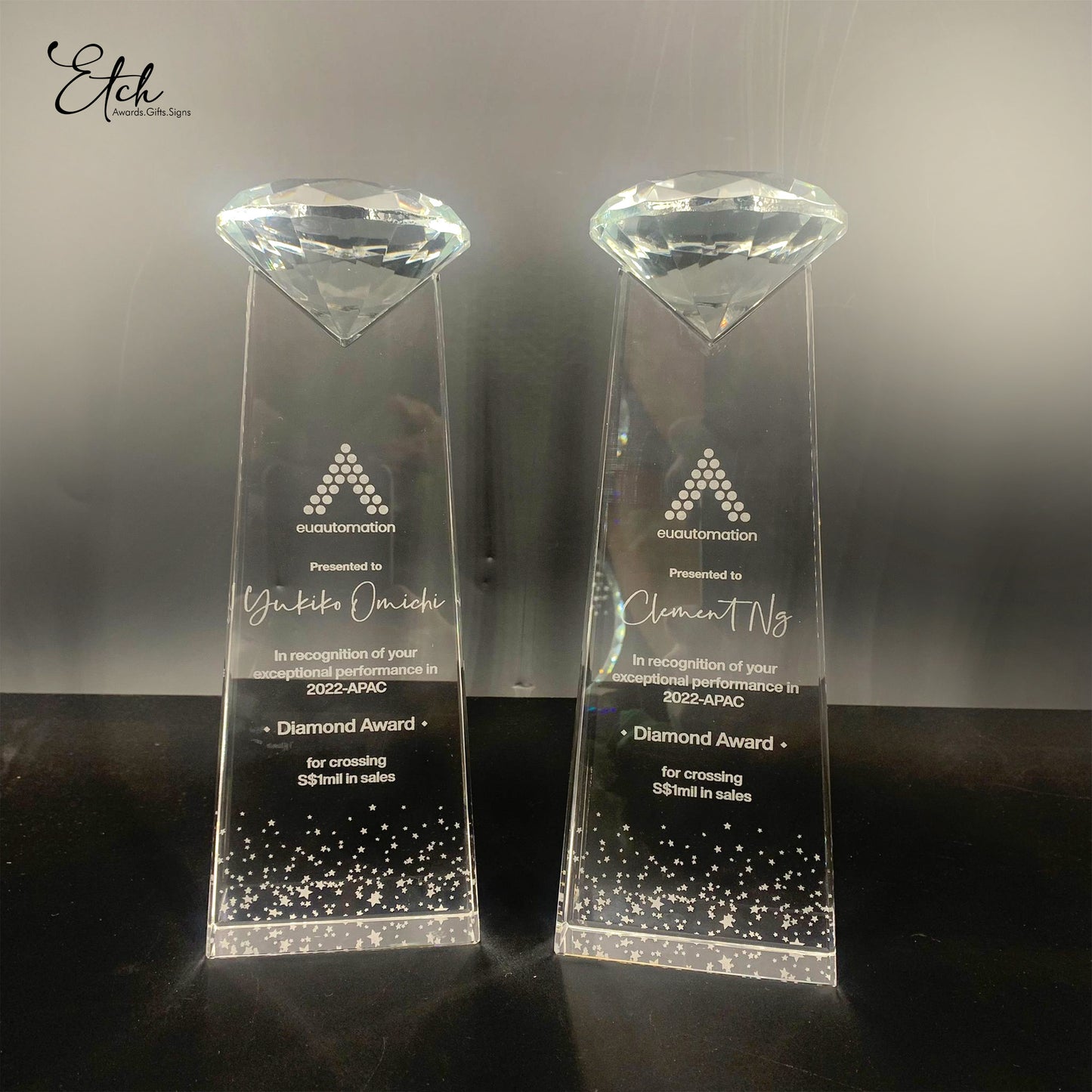 Diamond Design Crystal Plaque Award