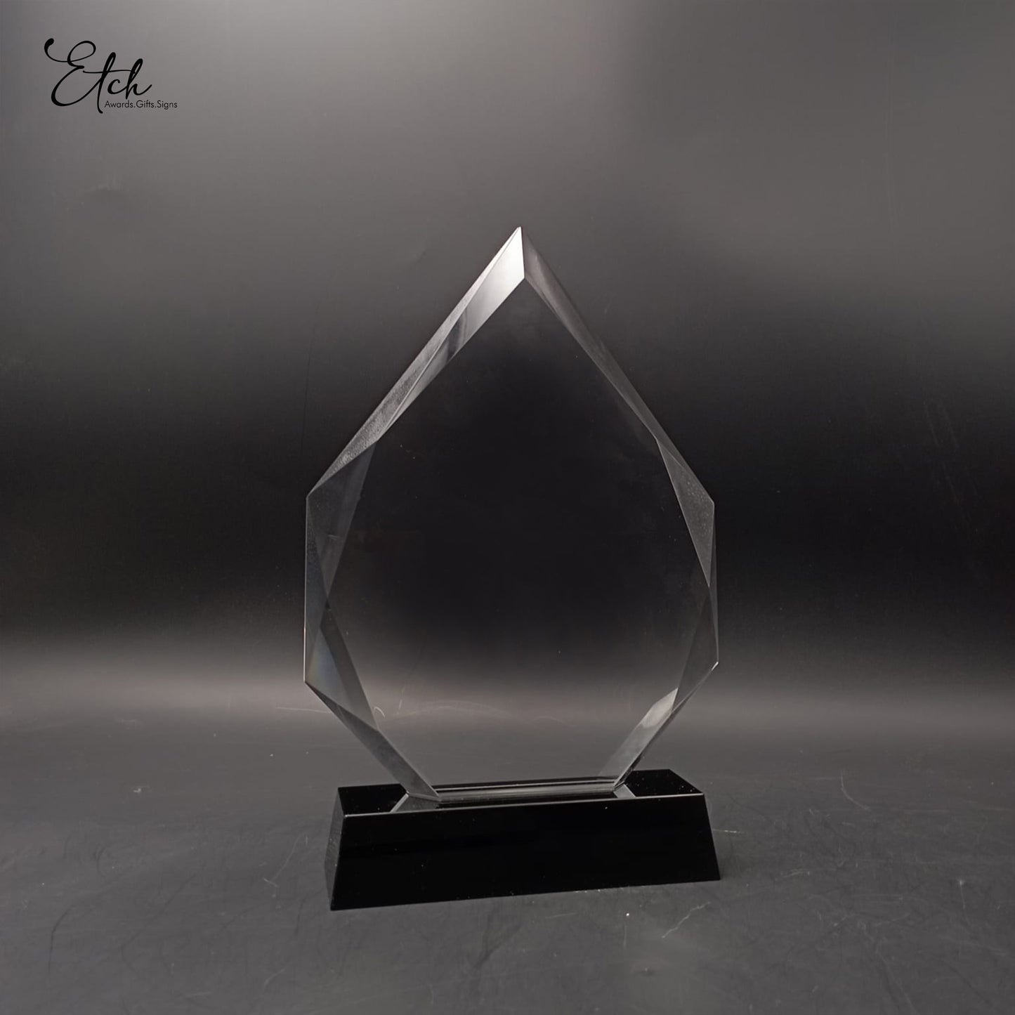 Diamond Peak Crystal Trophy Award with Black / Blue Base