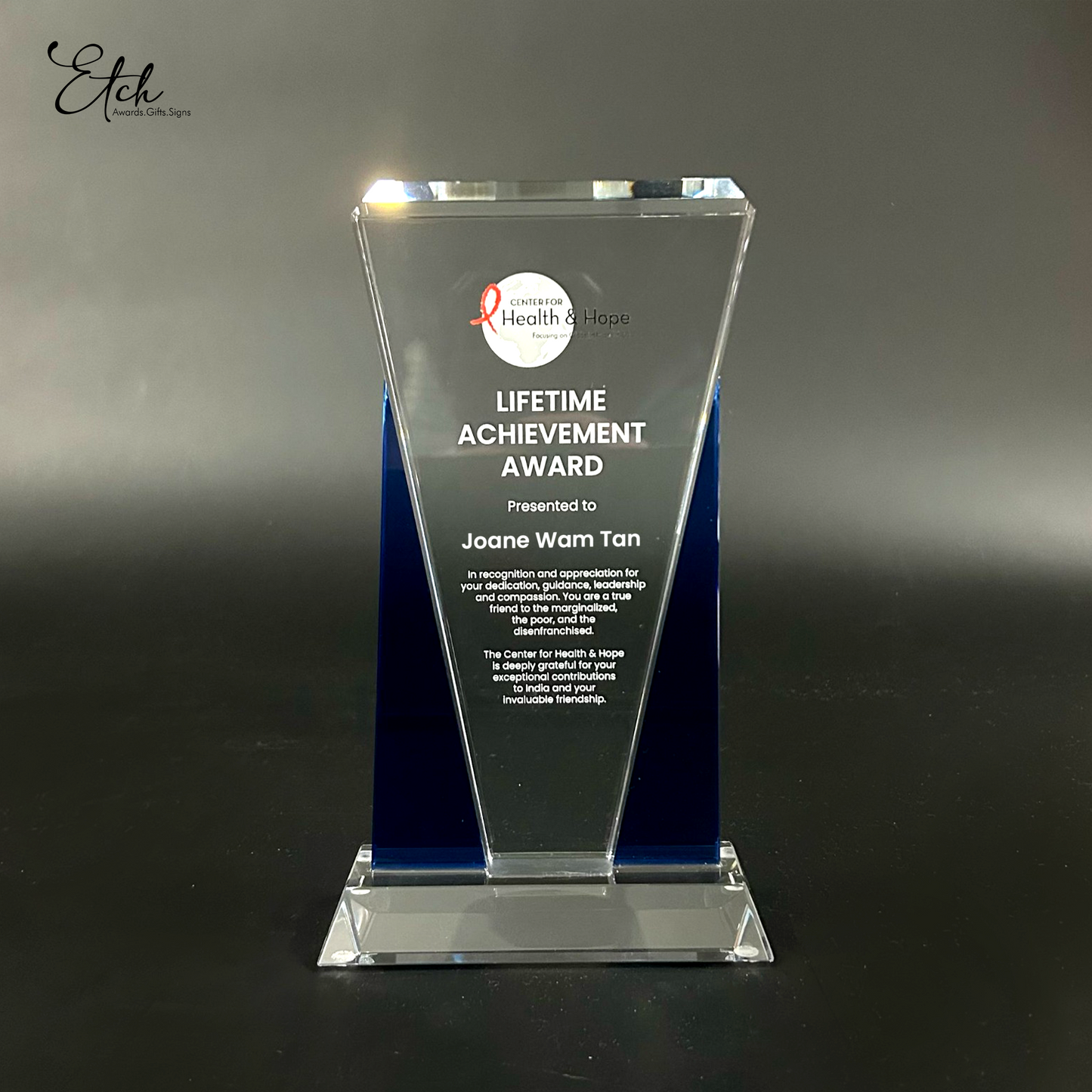 Elegance in Blue Trophy Award