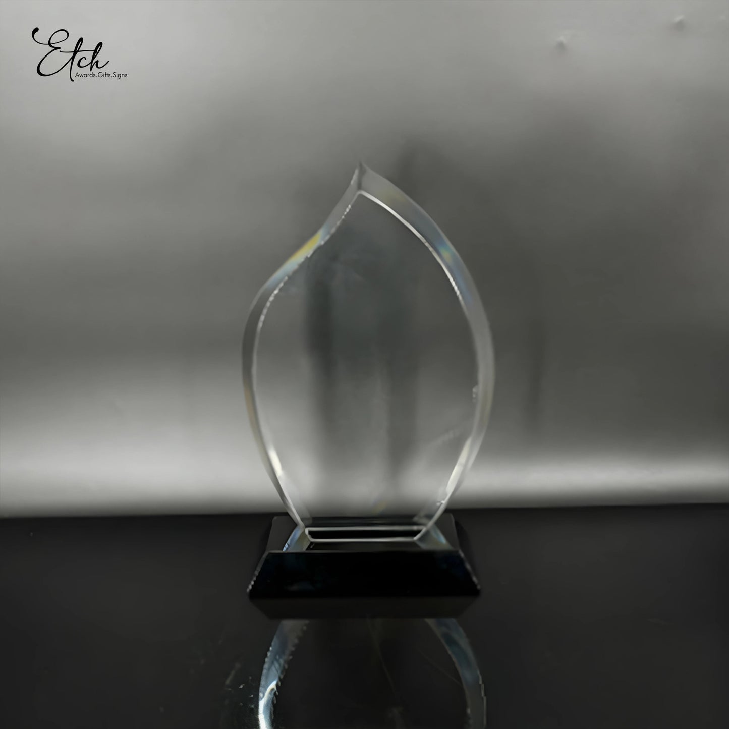 Flame Crystal Trophy Award with Black Base