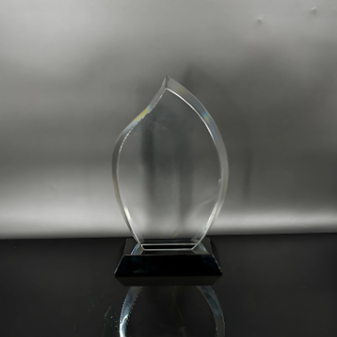 Flame Crystal Trophy Award with Black Base