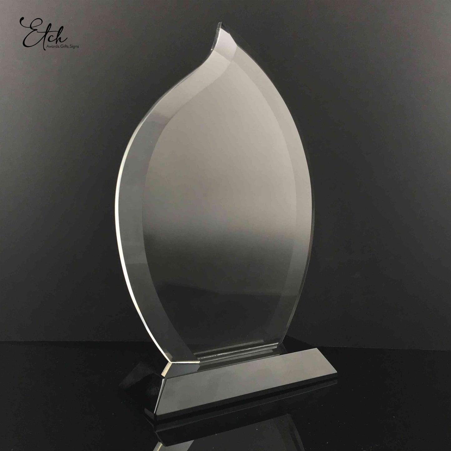 Flame Crystal Trophy Award with Black Base