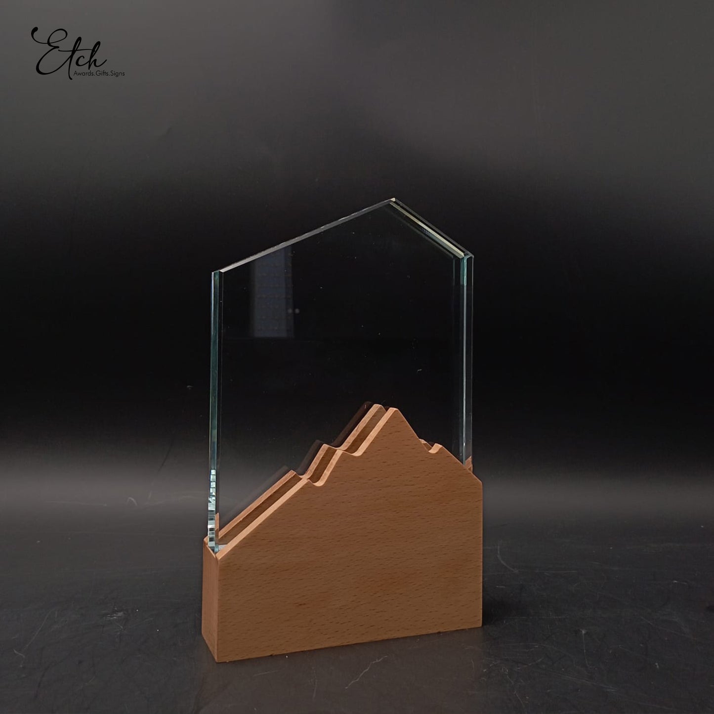 Home Crystal Trophy Award with Wood Base