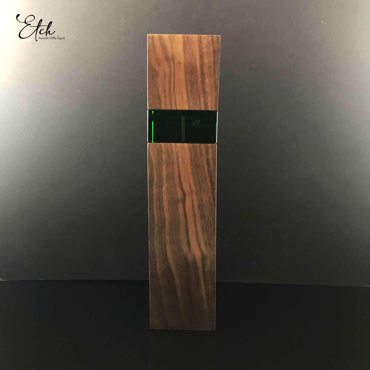 Jade Green Wood with Crystal Award