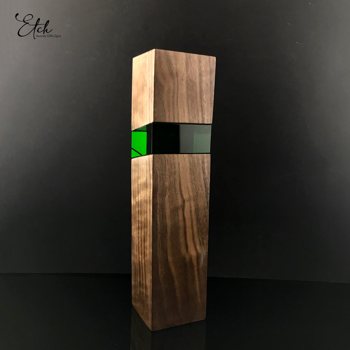 Jade Green Wood with Crystal Award
