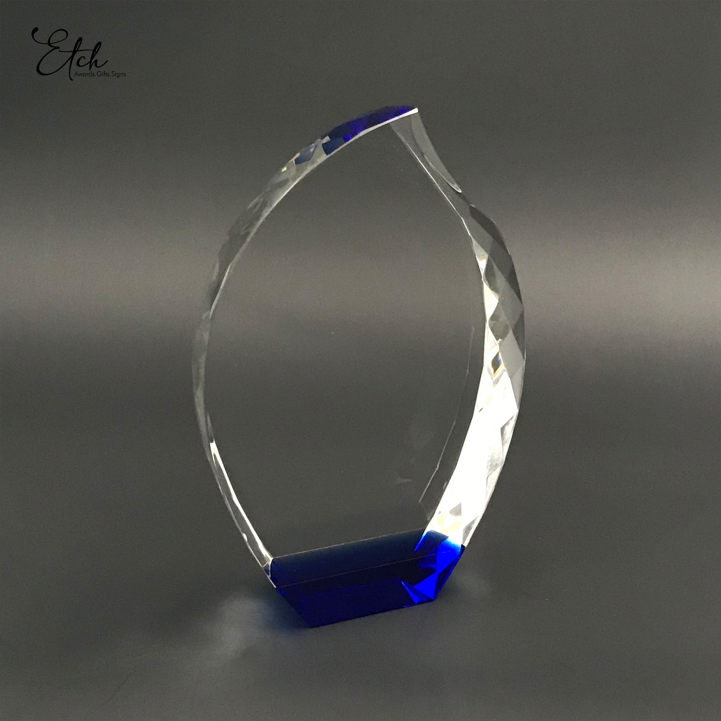 Jeweled Flame Crystal Award with Blue Base