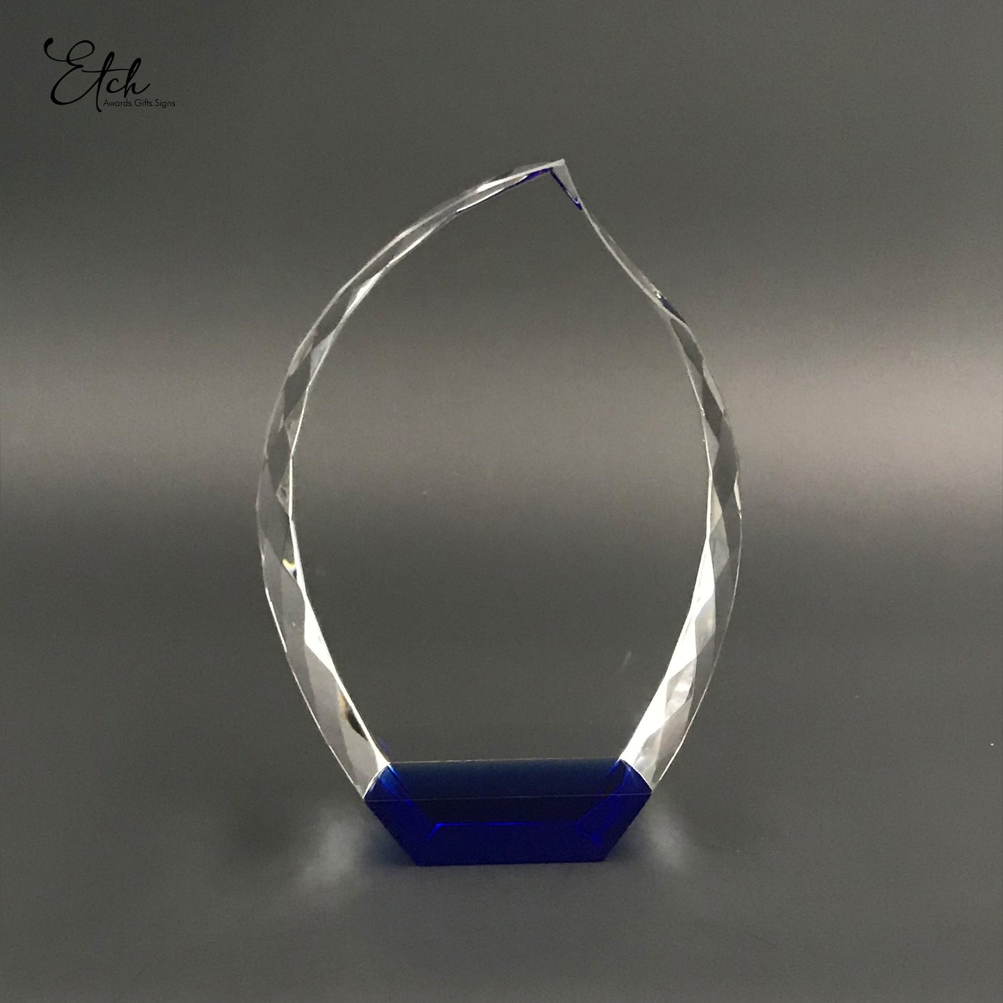 Jeweled Flame Crystal Award with Blue Base