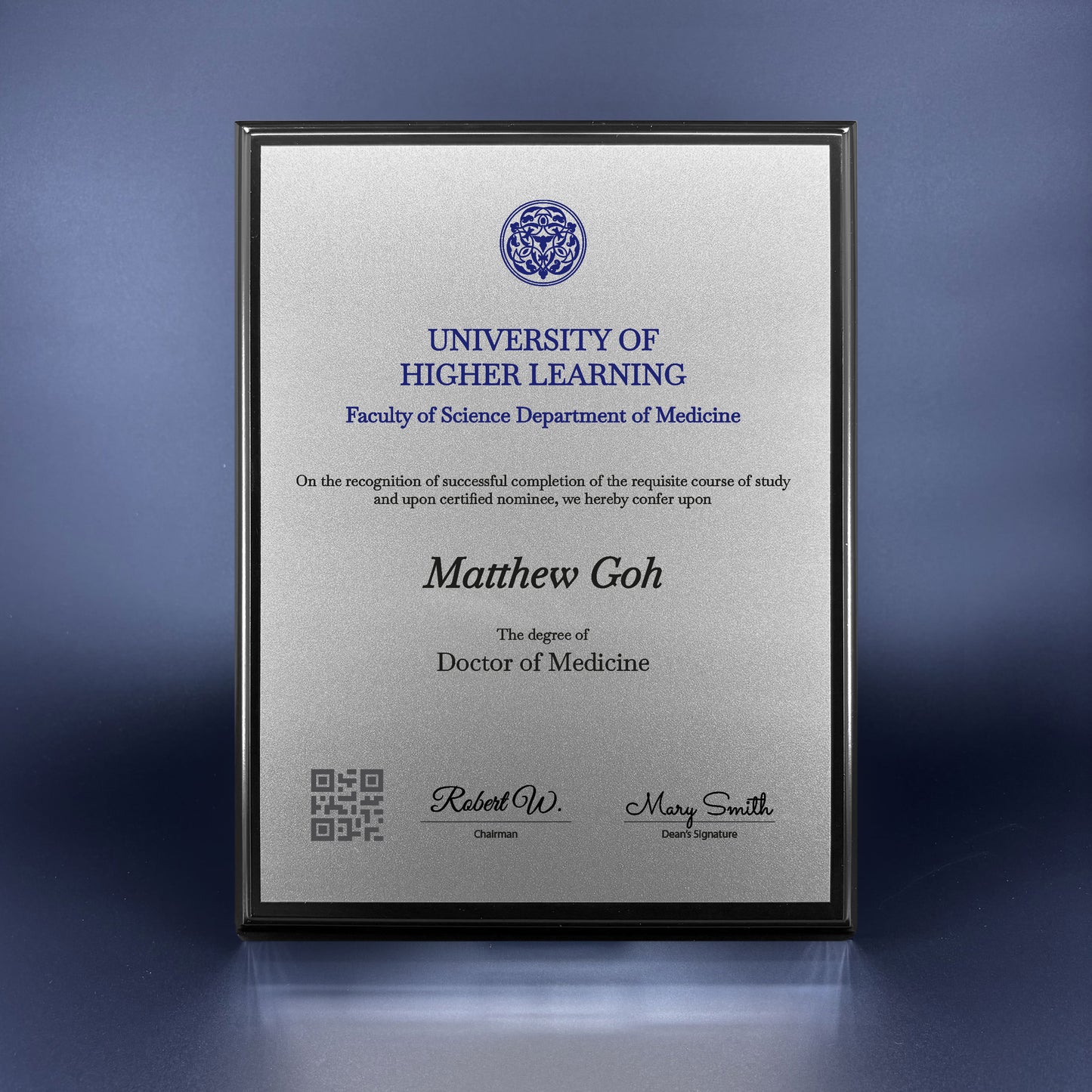 Premium Matt Black Plaque