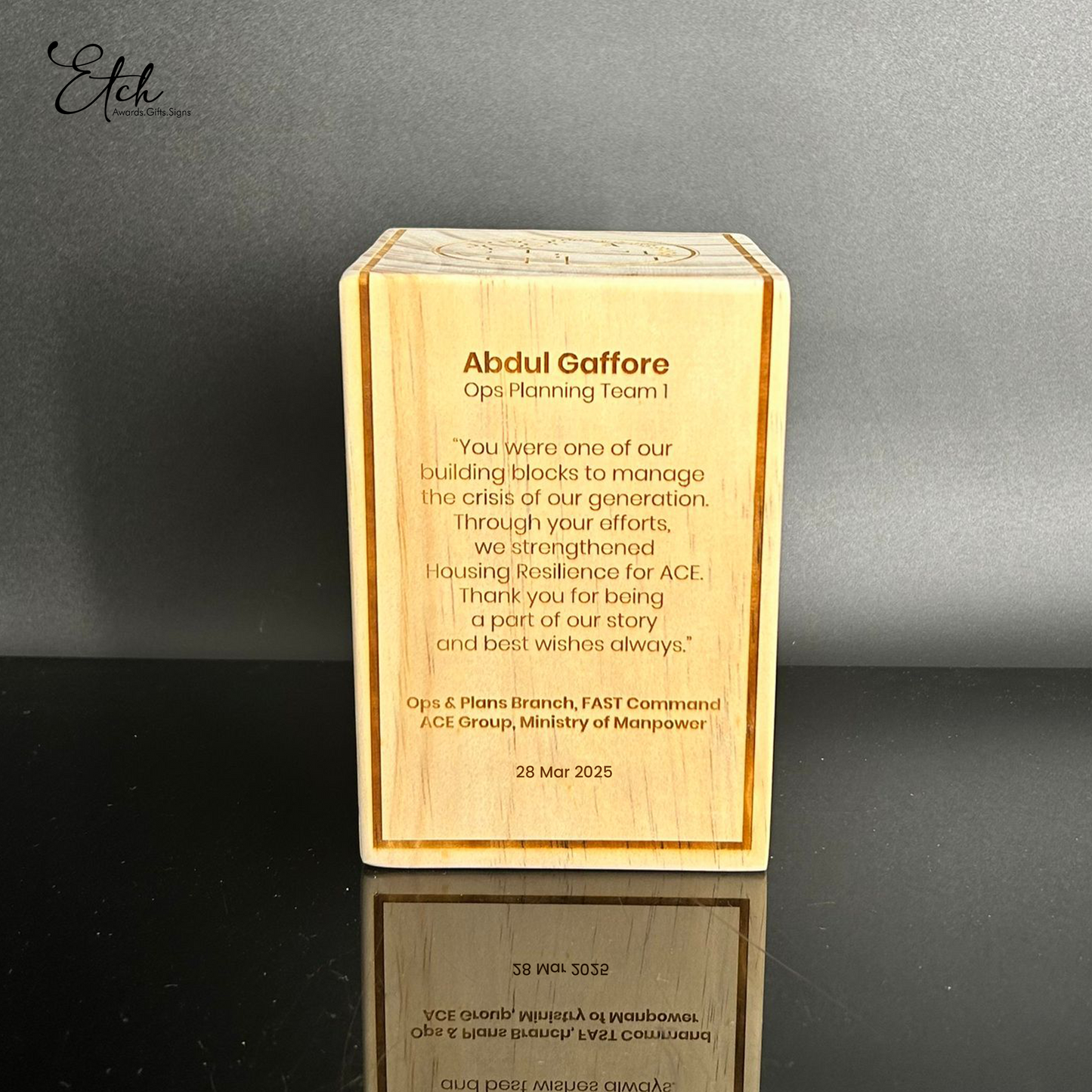 Minimalist Wood Award Block