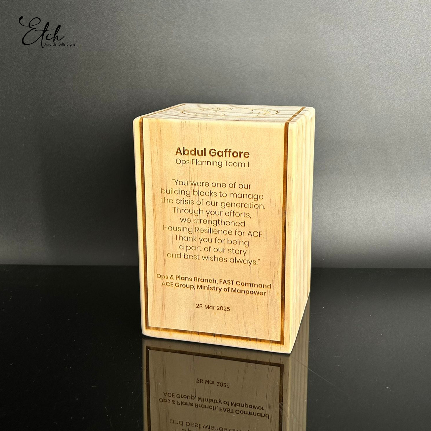 Minimalist Wood Award Block