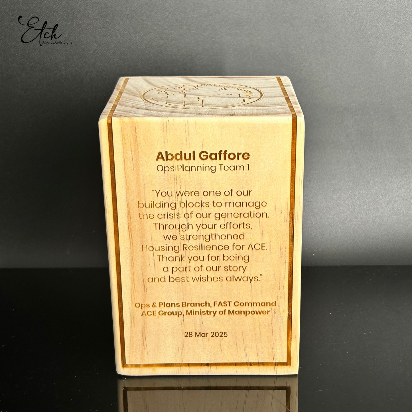 Minimalist Wood Award Block