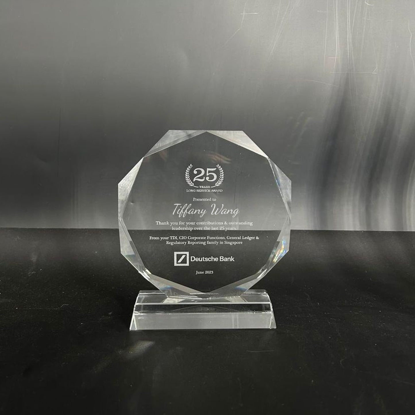 Octagon Crystal Trophy Award