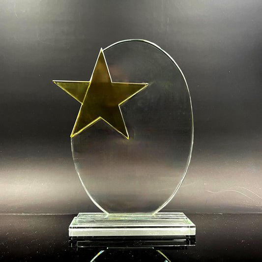 Oval Golden Star Trophy Award