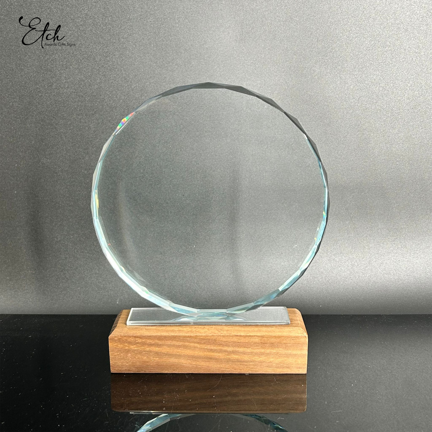 Radiant Orbit Trophy Award with Wood Base