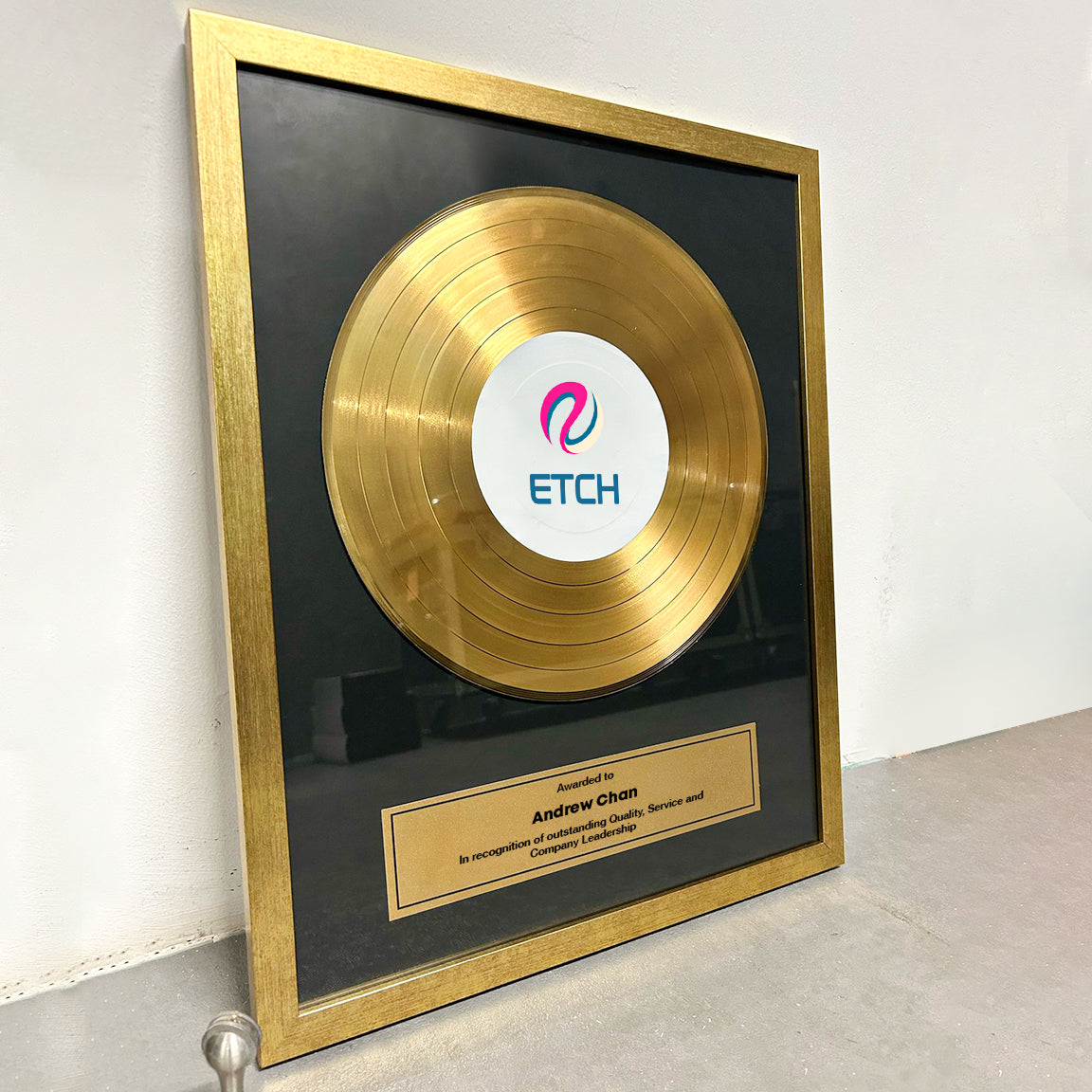 Record Breaking Plaque (Authentic Gold Vinyl Record)