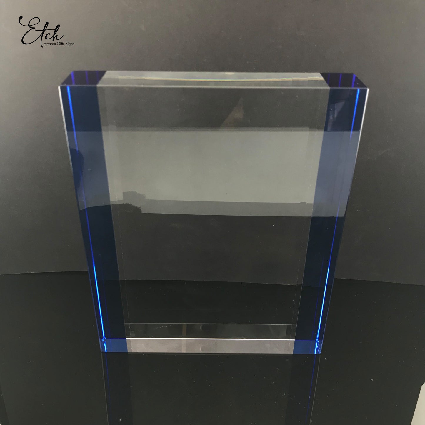 Royal Blue Edge Tablet Crystal Award