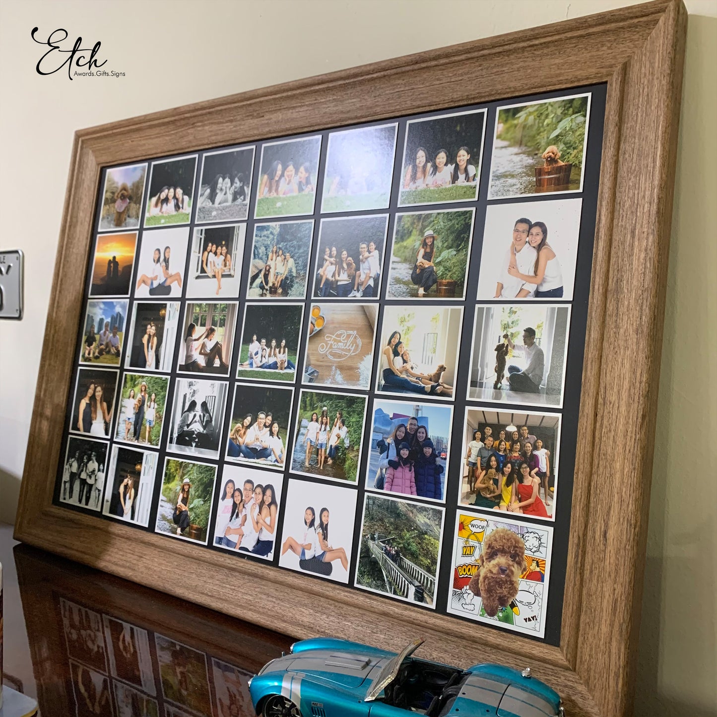Rustic Frame with Photo Magnets Collage