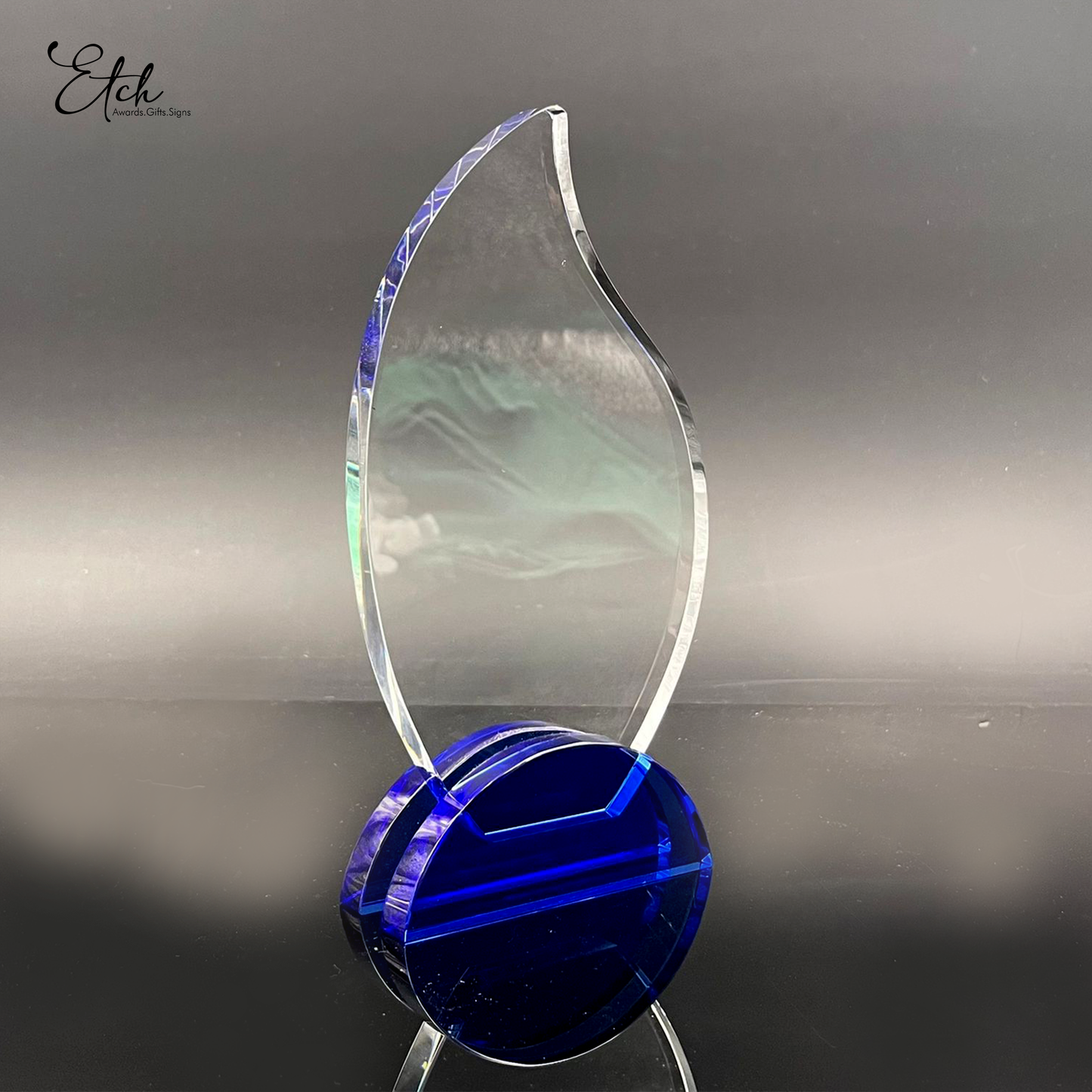Solar Flame Trophy Award with Blue Base