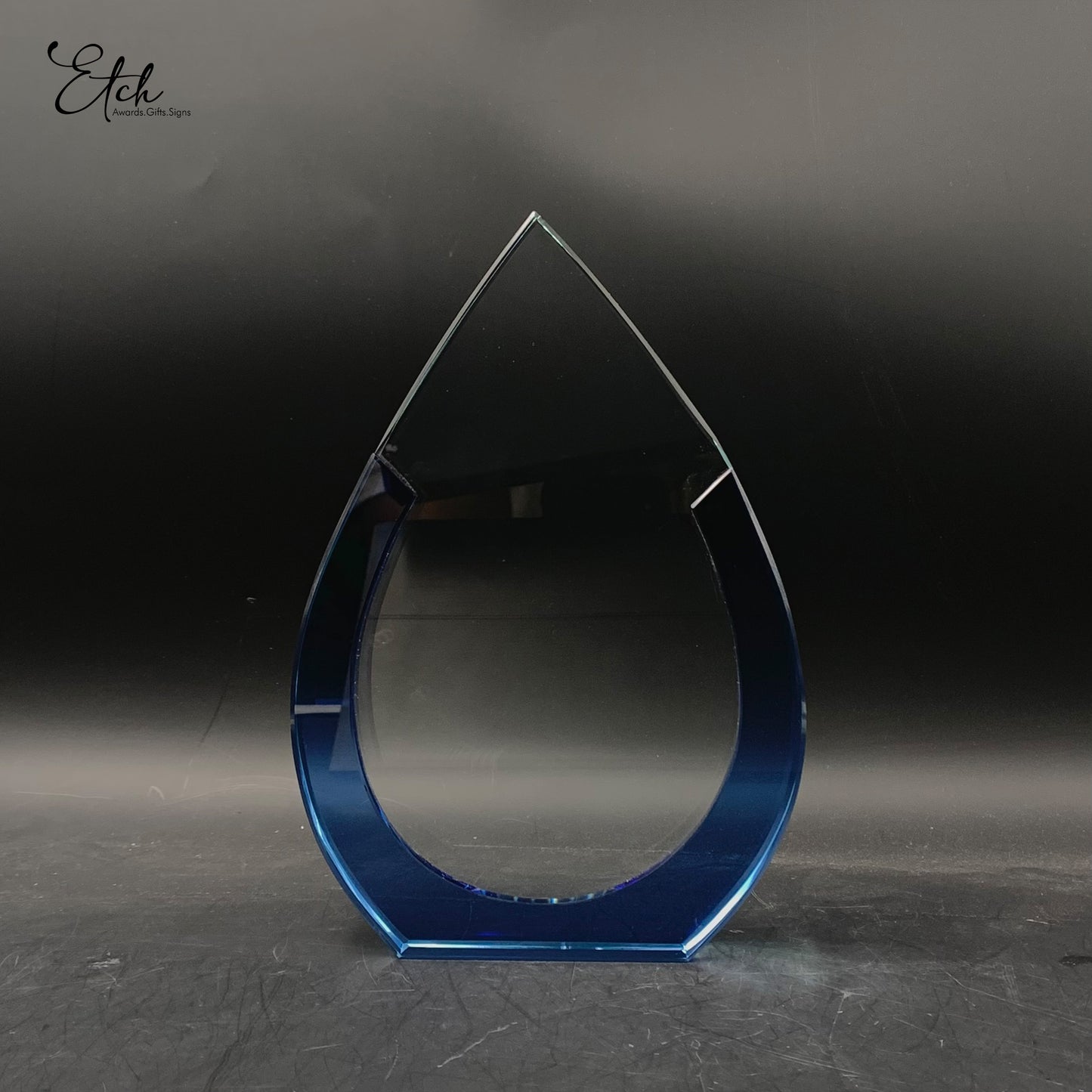 Spearhead with Royal Blue Border Crystal Award