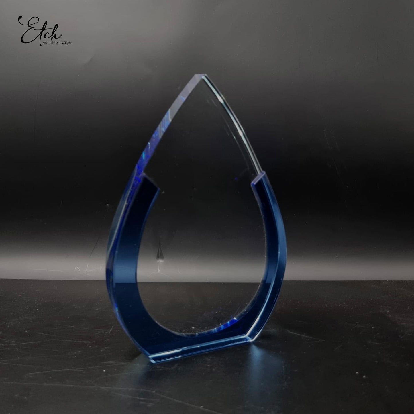 Spearhead with Royal Blue Border Crystal Award