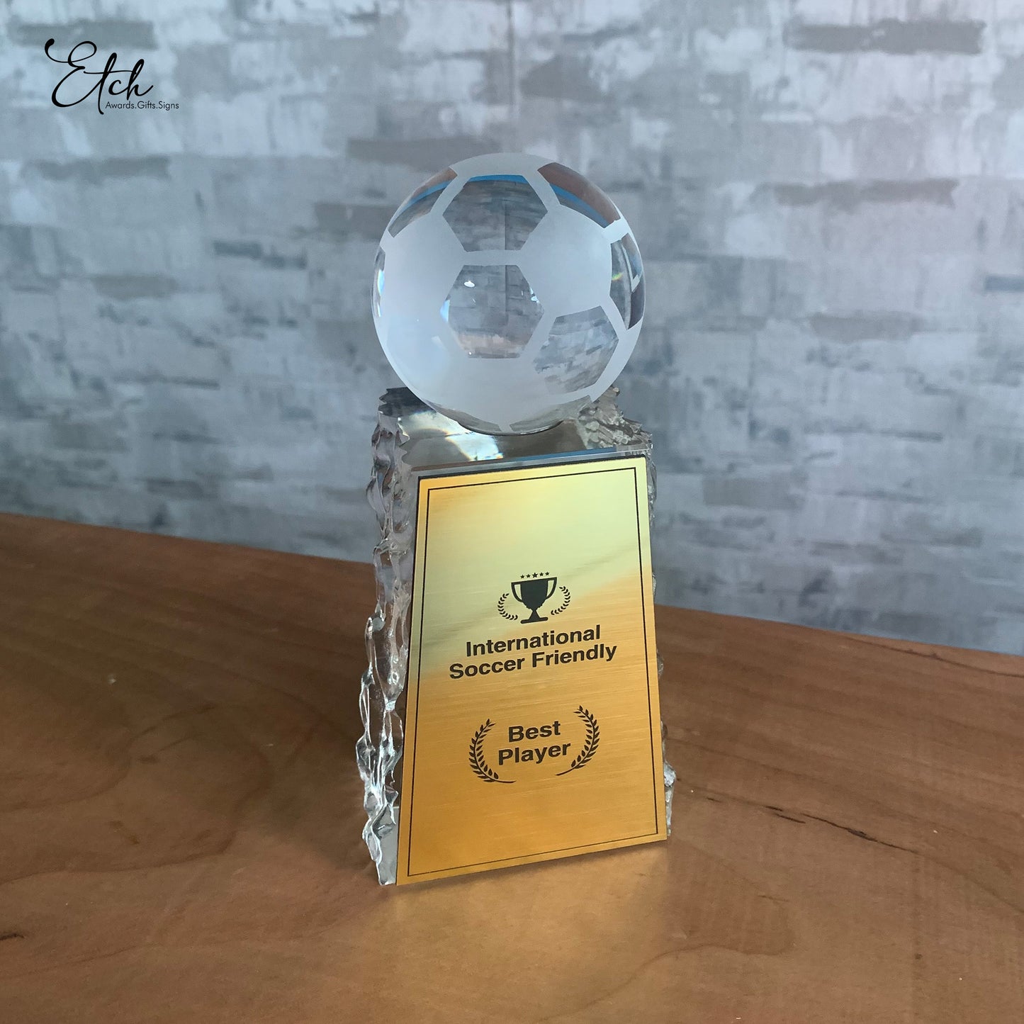 Sports Themed Crystal Trophy Award