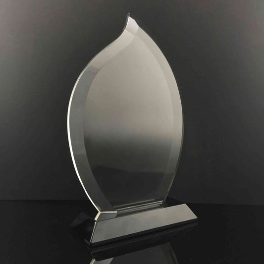 Flame Crystal Trophy Award with Black Base