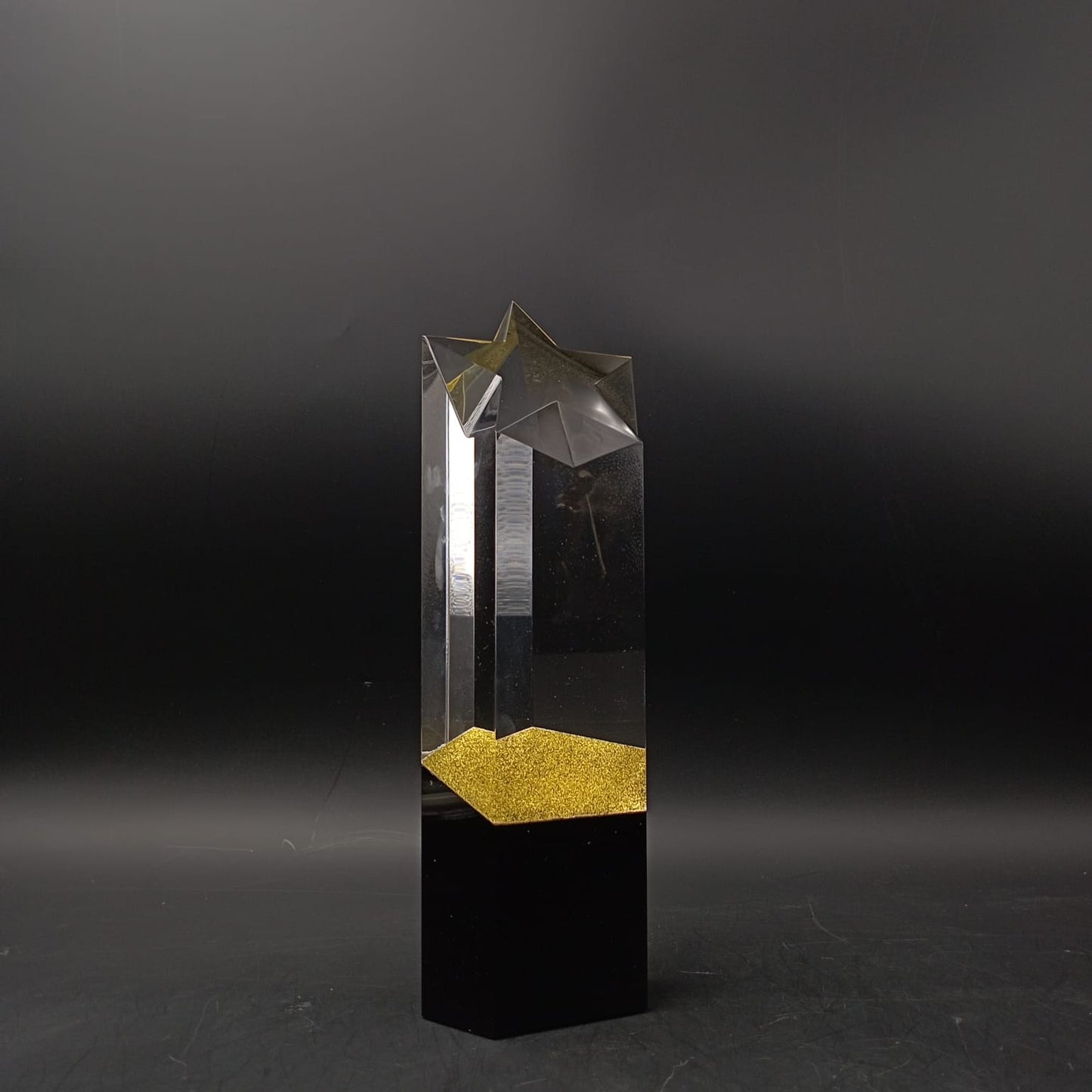 Glitter Star Crystal Trophy Award with Black Base