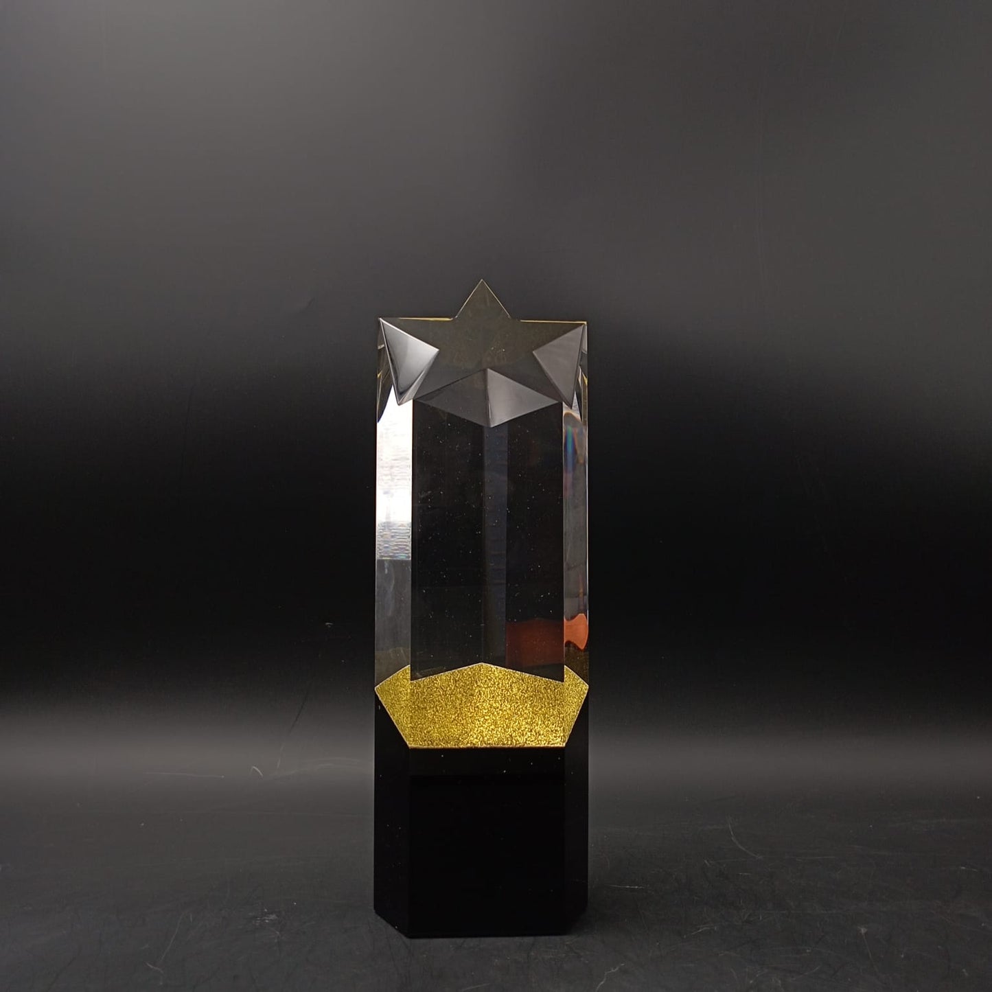 Glitter Star Crystal Trophy Award with Black Base