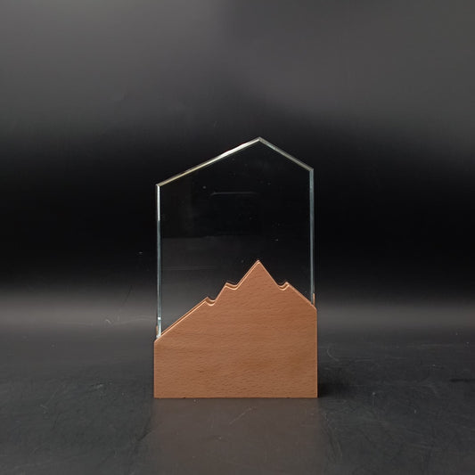Home Crystal Trophy Award with Wood Base