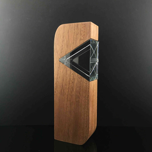 Wooden Award Block with Clear Crystal