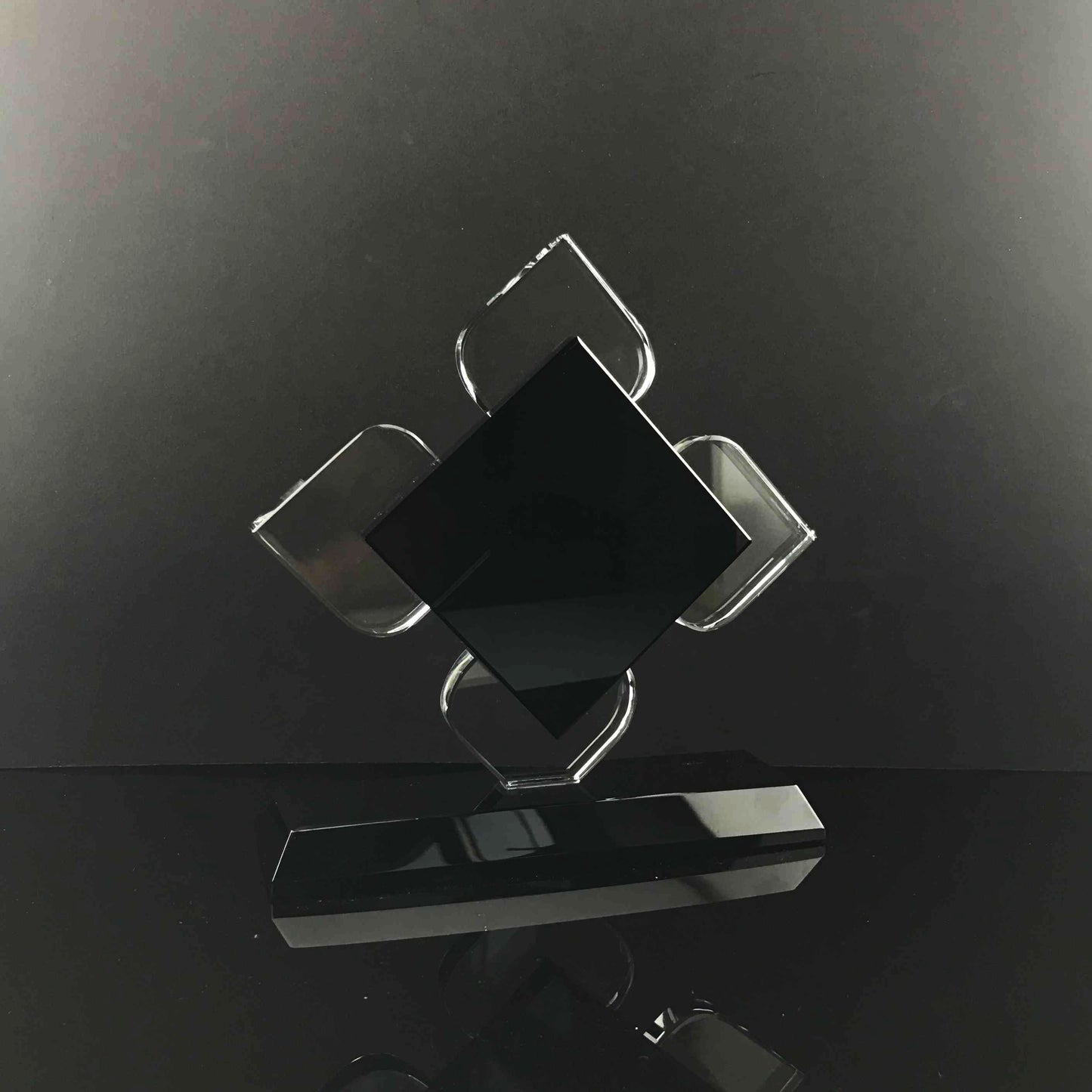 Multi-Faceted Diamond Crystal Trophy Award with Black Base