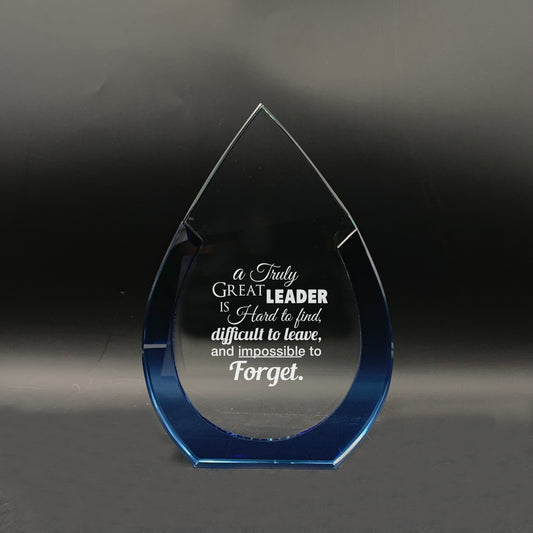 Spearhead with Royal Blue Border Crystal Award
