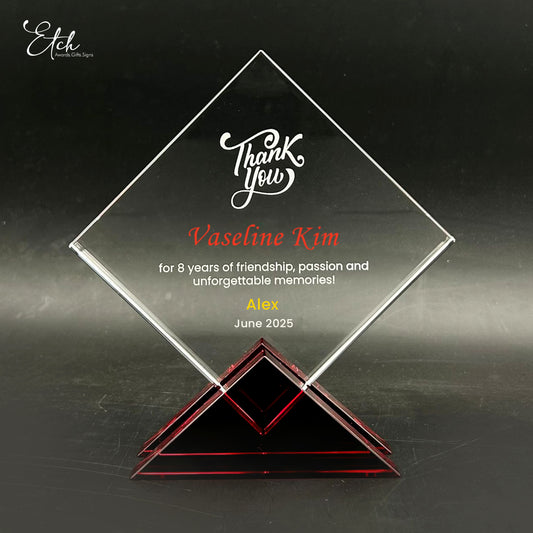 5" Diamond Crystal Trophy Award with Blue Base