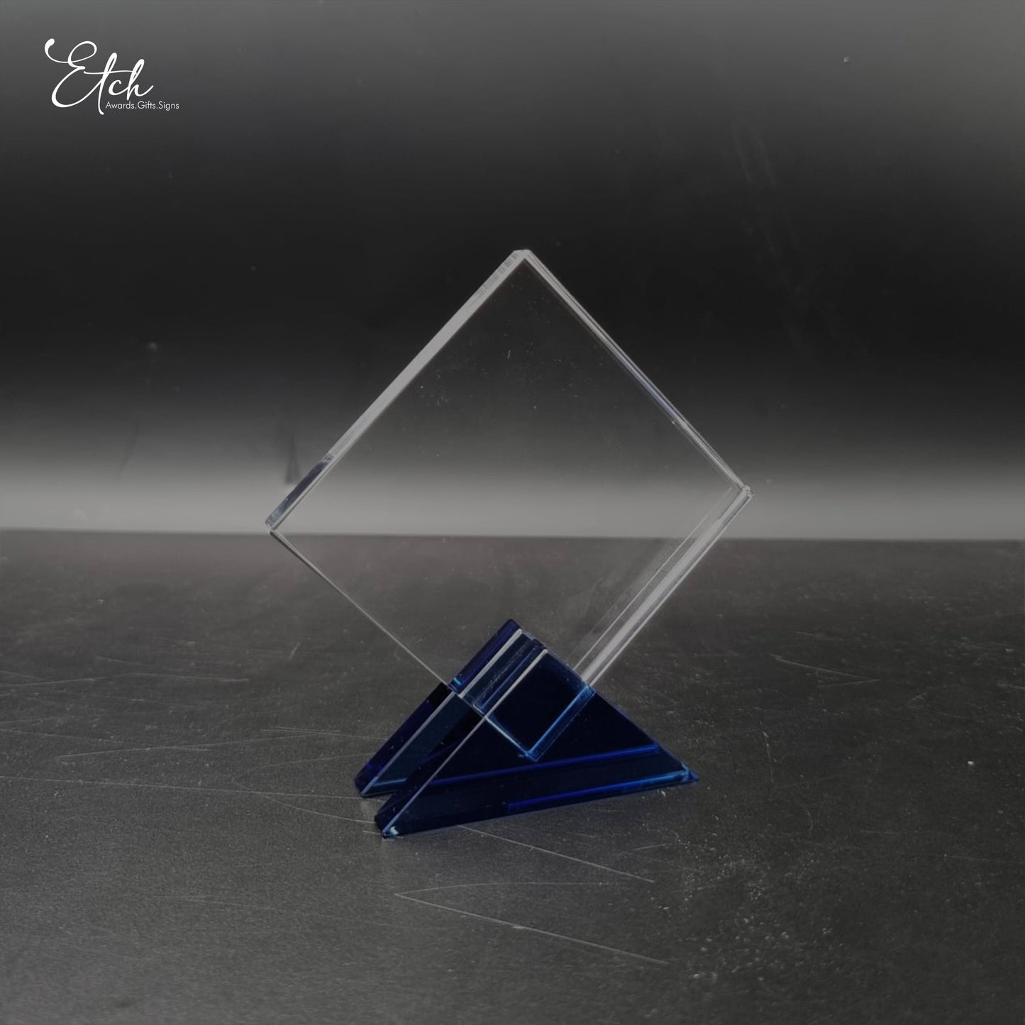 5" Diamond Crystal Trophy Award with Blue Base