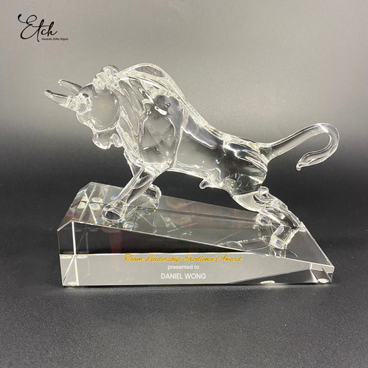 Charging Bull Crystal Award