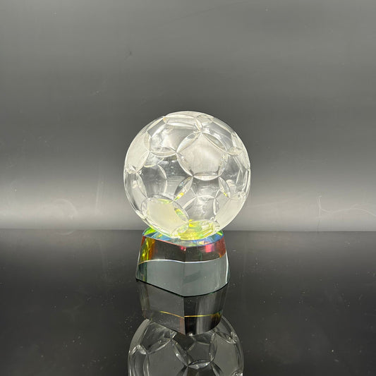 Clear Soccer Ball on Radiant Base