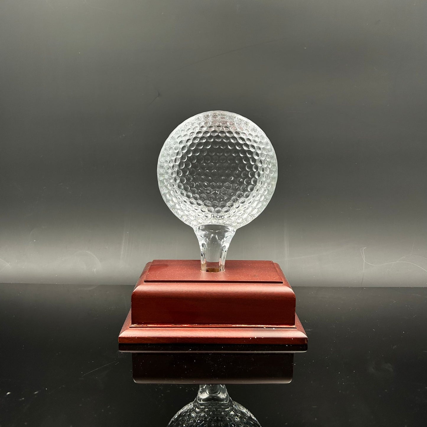 Clear Half Golf Ball with Wood Base Trophy Award