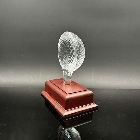 Clear Half Golf Ball with Wood Base Trophy Award