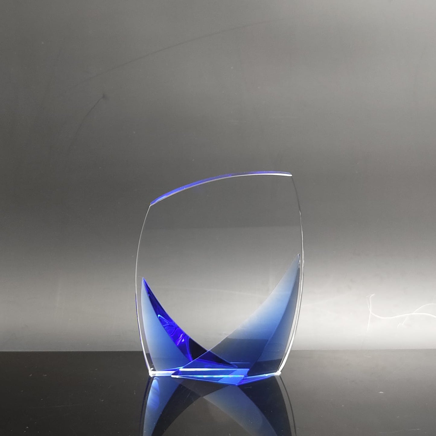 Crystal Curved Award with Blue Gradient Base