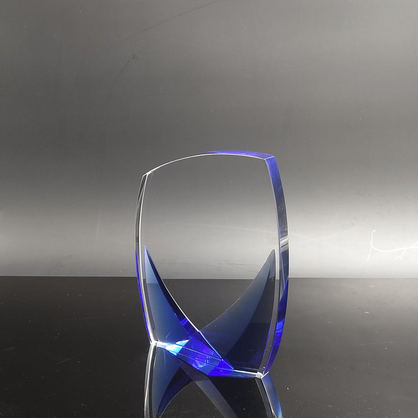 Crystal Curved Award with Blue Gradient Base