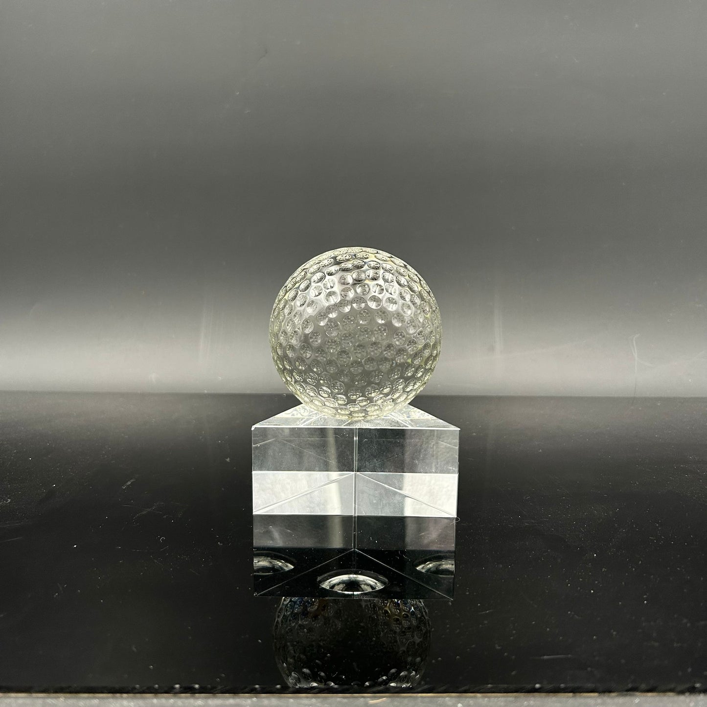 Clear Golf Ball on Triangular Crystal Base Trophy Award