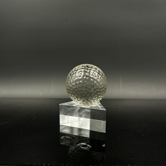 Clear Golf Ball on Triangular Crystal Base Trophy Award